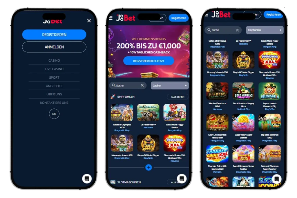 JaaBet Casino Mobile Version